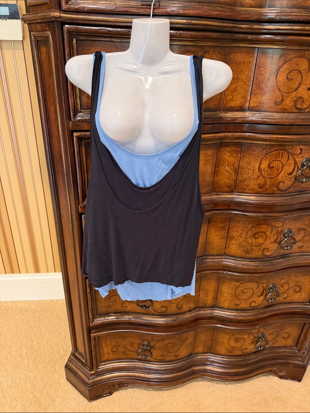 We The Free Black & Light Blue Layered Tank